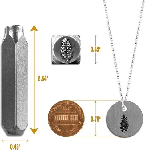 The Craft Guy Metal Stamp, 5/16 Inches (8mm) Tree Pattern Jewelry Metal Punch Stamping Tools, Alloy Steel Metal Stamping Tools for Jewelry Craft Stamping and Dog Tags Personalized (Tree 3) in Saudi Arabia