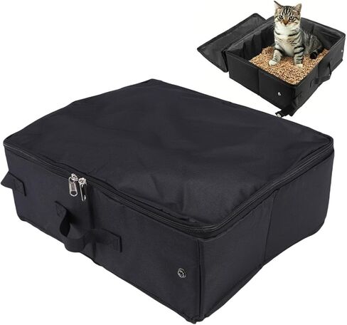 Tnfeeon Portable Cat Travel Litter Box, Large Capacity 600D Oxford Fabric Foldable Kitty Litter Tray with Drawstring Closure, for Pet Food Storage Camping Laundry in Saudi Arabia