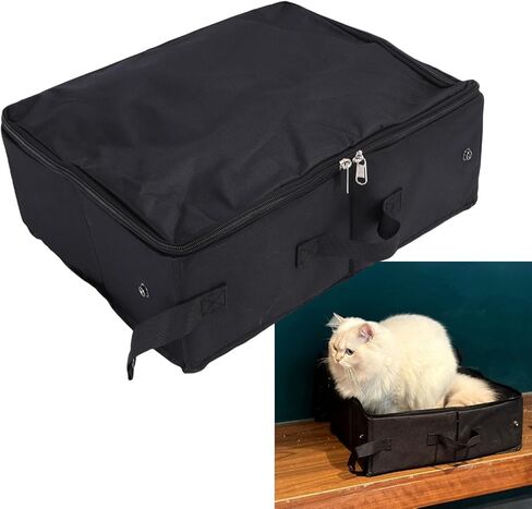 Tnfeeon Portable Cat Travel Litter Box, Large Capacity 600D Oxford Fabric Foldable Kitty Litter Tray with Drawstring Closure, for Pet Food Storage Camping Laundry in Saudi Arabia