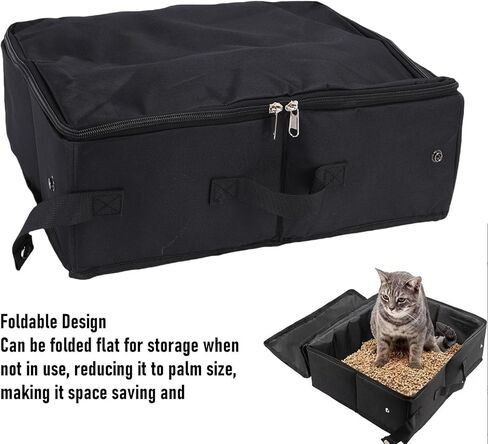 Tnfeeon Portable Cat Travel Litter Box, Large Capacity 600D Oxford Fabric Foldable Kitty Litter Tray with Drawstring Closure, for Pet Food Storage Camping Laundry in Saudi Arabia