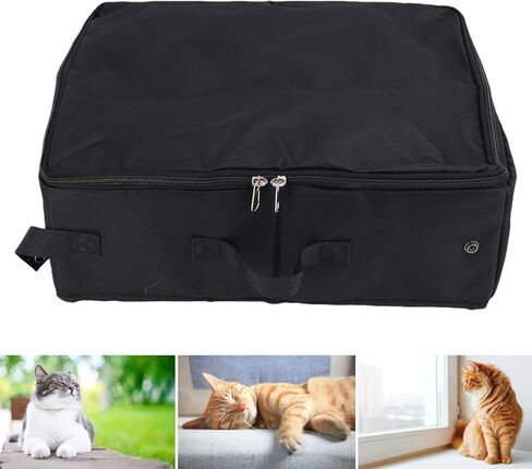 Tnfeeon Portable Cat Travel Litter Box, Large Capacity 600D Oxford Fabric Foldable Kitty Litter Tray with Drawstring Closure, for Pet Food Storage Camping Laundry in Saudi Arabia