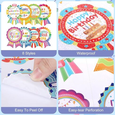 240 Pcs Happy Birthday Badge Stickers, It's My Birthday Stickers for Kid Home Classroom Easter Decorations (2.8×3.7 inch) in Saudi Arabia