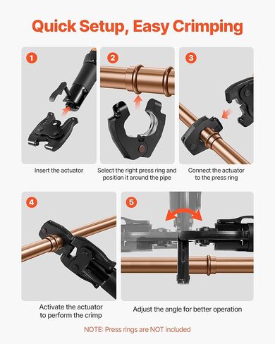 VEVOR Press Actuator for Compact Series Press Tools, Compatible with 1/2", 3/4", 1" & 1-1/4" Press Rings for ProPress Copper Pipes - Works with 24KN Press Tools (Ring NOT Included) in Saudi Arabia