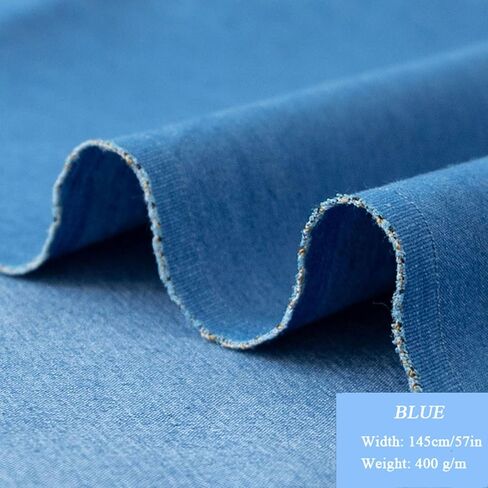 قماش الدنيم من The Yard، نسيج مرن 14oz، قماش قطني نقي مغسول باللون الأزرق بعرض 145 سم/57 بوصة (الحجم: 2 ياردة، اللون: أزرق) in Saudi Arabia