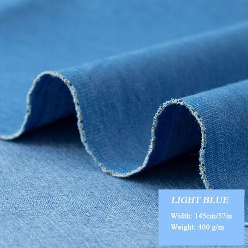 قماش الدنيم من The Yard، نسيج مرن 14oz، قماش قطني نقي مغسول باللون الأزرق بعرض 145 سم/57 بوصة (الحجم: 2 ياردة، اللون: أزرق) in Saudi Arabia