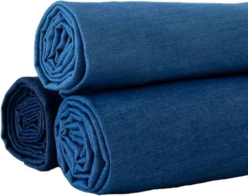 قماش الدنيم من The Yard، نسيج مرن 14oz، قماش قطني نقي مغسول باللون الأزرق بعرض 145 سم/57 بوصة (الحجم: 2 ياردة، اللون: أزرق) in Saudi Arabia
