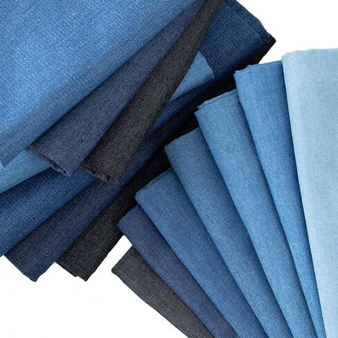 قماش الدنيم من The Yard، نسيج مرن 14oz، قماش قطني نقي مغسول باللون الأزرق بعرض 145 سم/57 بوصة (الحجم: 2 ياردة، اللون: أزرق) in Saudi Arabia
