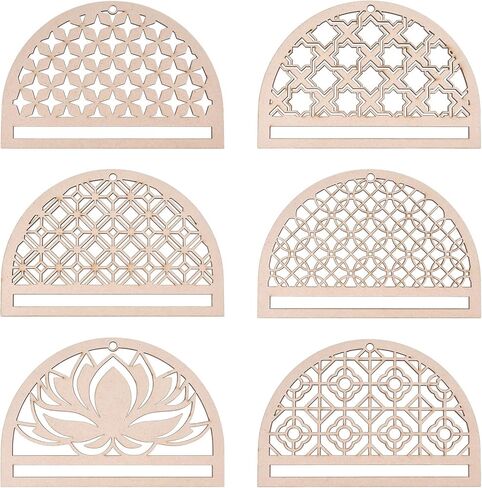 FREEBLOSS 6Pcs Mandala Macrame Frame Lotus Macrame Hanging Supplies Wood Dreamcatcher Frame Nature Wooden Hoop for Macrame Wall Hangings DIY Macrame Kit Craft Supplies Home Decor in Saudi Arabia