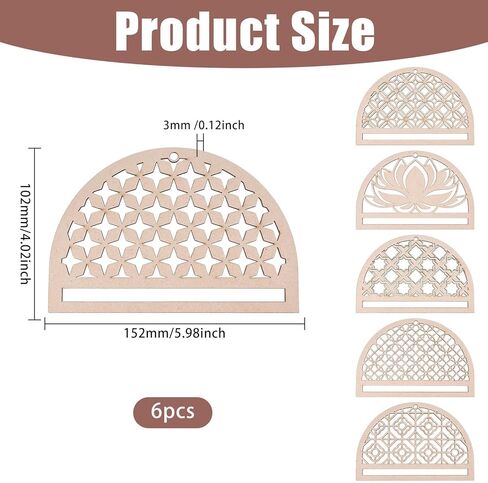 FREEBLOSS 6Pcs Mandala Macrame Frame Lotus Macrame Hanging Supplies Wood Dreamcatcher Frame Nature Wooden Hoop for Macrame Wall Hangings DIY Macrame Kit Craft Supplies Home Decor in Saudi Arabia