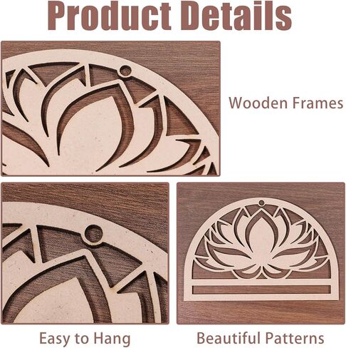 FREEBLOSS 6Pcs Mandala Macrame Frame Lotus Macrame Hanging Supplies Wood Dreamcatcher Frame Nature Wooden Hoop for Macrame Wall Hangings DIY Macrame Kit Craft Supplies Home Decor in Saudi Arabia