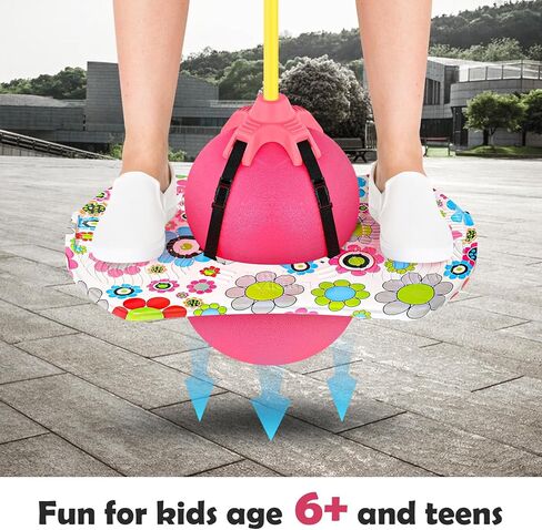 Christoy Pogo Ball with Handles for Kids & Adults, Balance Bounce Ball, Trick Board for Girls and Boys Ages 6 and up (Pink-Colourful) in Saudi Arabia