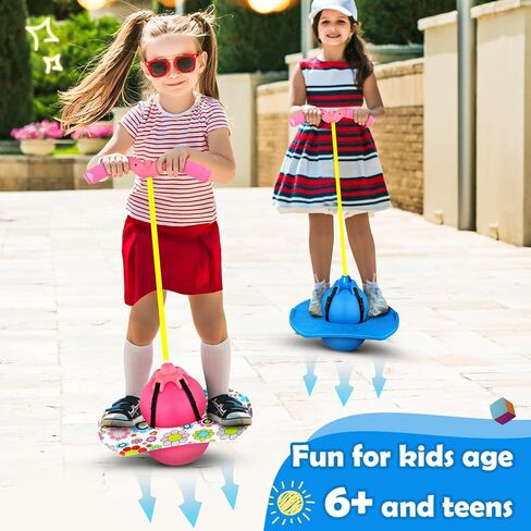 Christoy Pogo Ball with Handles for Kids & Adults, Balance Bounce Ball, Trick Board for Girls and Boys Ages 6 and up (Pink-Colourful) in Saudi Arabia