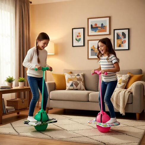 Christoy Pogo Ball with Handles for Kids & Adults, Balance Bounce Ball, Trick Board for Girls and Boys Ages 6 and up (Pink-Colourful) in Saudi Arabia