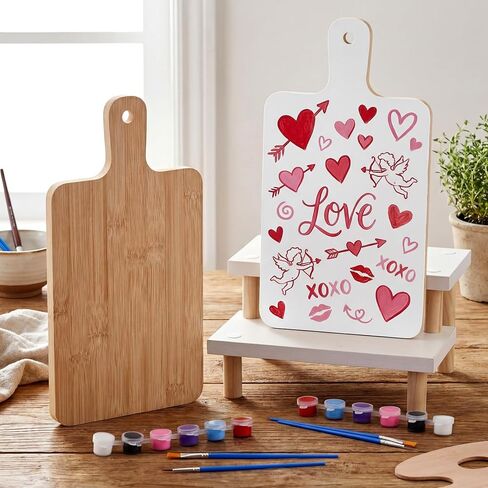 Eaasty 6 Set Galentine Night Wood Cutting Board with Handle Paint Unfinished Wooden Boards Paints Kit with Paint Pen Heart Charcuterie Board for Valentine's Day Girls Adults Couple Party Activities in Saudi Arabia
