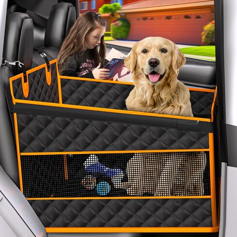 مقعد سيارة EPN للكلاب الكبيرة والمتوسطة الحجم، موسع المقعد الخلفي مع قماش أكسفورد مقاوم للماء، قاعدة غير قابلة للانزلاق، جيوب دعم وتخزين معززة، غطاء مقعد للحيوانات الأليفة للسيارات والشاحنات وسيارات الدفع الرباعي (أسود) in Kuwait