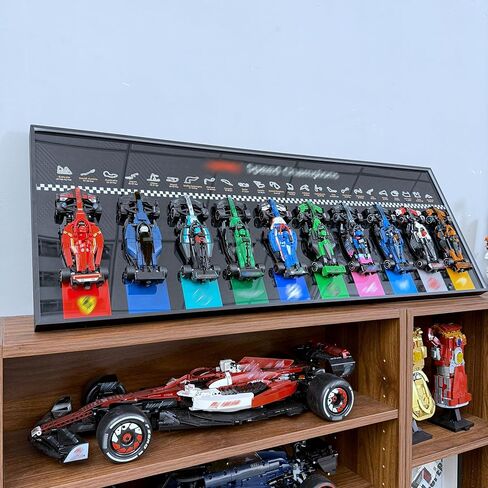 لوحة حائط عرض WETCEAOM متوافقة مع Lego F1 Speed ​​Champions 66082، 10 سيارات صغيرة إطار عرض على الحائط (77242–77251)، تحويل النماذج إلى عرض فني جداري (النماذج غير متضمنة!) (أسود) in Kuwait
