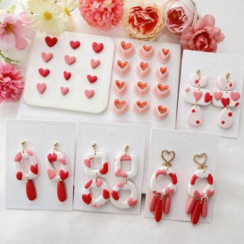 SUNNYCLUE 1 Box 12Pcs 12 Styles Heart Clay Earring Cutters Valentines Polymer Clay Cutters Plastic Love Heart Shapes Pressed Cutting Molds Tool Set for Jewelry Making Earrings Adults Supplies in Saudi Arabia