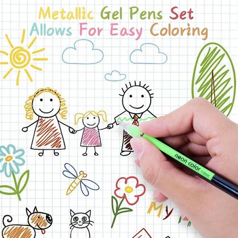 Colored Gel Pens Set for Coloring, 36 Colors Glitter Gel Pens, Fine Point Gel Pens Colored Set for Adult Coloring Books, Journal Pen Markers for Journaling Supplies, Writing Drawing Taking Office Home in Kuwait