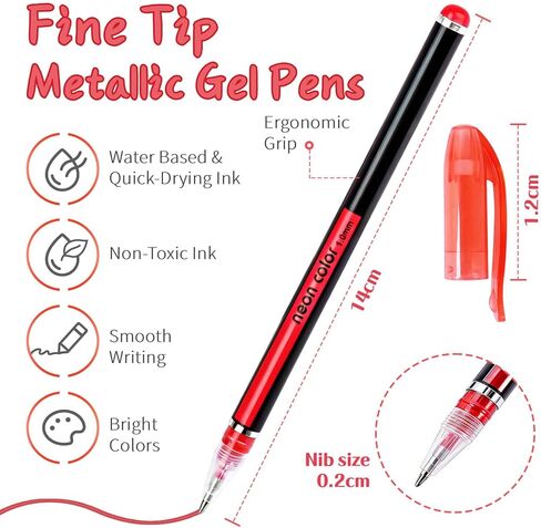 Colored Gel Pens Set for Coloring, 36 Colors Glitter Gel Pens, Fine Point Gel Pens Colored Set for Adult Coloring Books, Journal Pen Markers for Journaling Supplies, Writing Drawing Taking Office Home in Kuwait