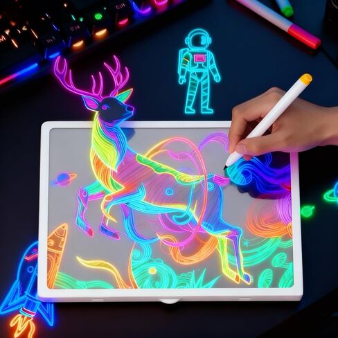 Valentine’s Day LED Drawing Board for Kids Teens with Abyss Effect, Comes with 5 Acrylic Markers & Stand, Perfect Christmas & Birthday Gift for Young Artists in Saudi Arabia