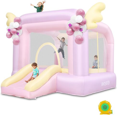 AKEYDIY Inflatable Bounce House for Kids, 107.1'' x 67.7'' x 44'' PVC Jumping House with Removable Pool/Ball Pit, Basketball Hoop, Game Map, Indoor Outdoor Bouncy House for Toddlers 3-6 (with Pool) in Saudi Arabia