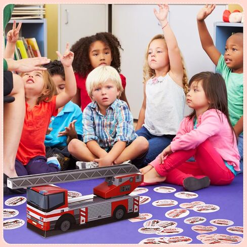 Skylety Valentines Day Box Mailbox with 30 Fire Rescue Vehicle Cards Valentines Crafts for Valentine Party Favor, Valentine's Day Mailbox Set for School Classroom Gifts Exchange Party Favors in Saudi Arabia