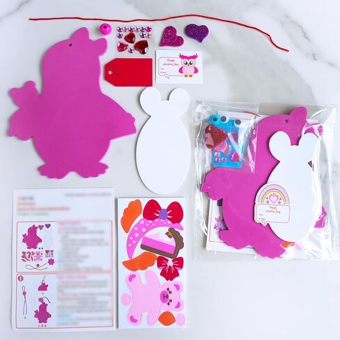 Winlyn 24 مجموعات عيد الحب البطريق الحلي الزينة DIY عيد الحب الحرفية مجموعات متنوعة البطريق على شكل ملصقات عيد الحب القلب للأطفال أنشطة الفصول الدراسية تبادل الهدايا in Saudi Arabia