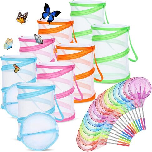 24 Pcs Telescopic Butterfly Fishing Nets for Kids, Outdoor Explorer Catching Kits, Insect Mesh Cage, Catching Insects Bugs Fishing, Extendable 34 Inch in Saudi Arabia