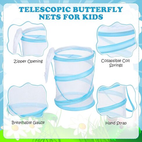 24 Pcs Telescopic Butterfly Fishing Nets for Kids, Outdoor Explorer Catching Kits, Insect Mesh Cage, Catching Insects Bugs Fishing, Extendable 34 Inch in Saudi Arabia