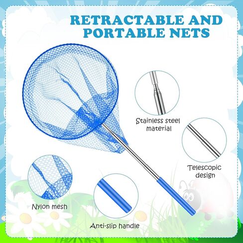 24 Pcs Telescopic Butterfly Fishing Nets for Kids, Outdoor Explorer Catching Kits, Insect Mesh Cage, Catching Insects Bugs Fishing, Extendable 34 Inch in Saudi Arabia
