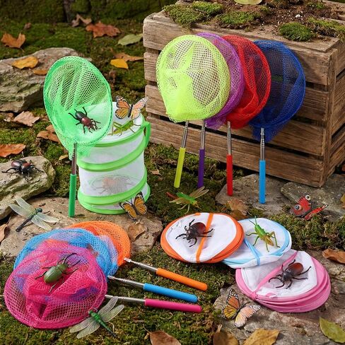 24 Pcs Telescopic Butterfly Fishing Nets for Kids, Outdoor Explorer Catching Kits, Insect Mesh Cage, Catching Insects Bugs Fishing, Extendable 34 Inch in Saudi Arabia