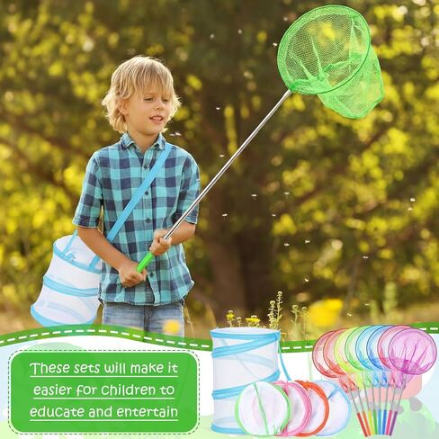 24 Pcs Telescopic Butterfly Fishing Nets for Kids, Outdoor Explorer Catching Kits, Insect Mesh Cage, Catching Insects Bugs Fishing, Extendable 34 Inch in Saudi Arabia