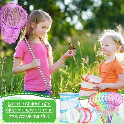 24 Pcs Telescopic Butterfly Fishing Nets for Kids, Outdoor Explorer Catching Kits, Insect Mesh Cage, Catching Insects Bugs Fishing, Extendable 34 Inch in Saudi Arabia