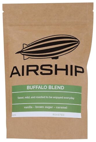 Airship Coffee Buffalo Blend Medium Roast, 250g - Flavor Notes of Vanilla, Brown Sugar, and Caramel - Sourced from Guatemala and Colombia - Roasted Whole Bean Coffee in Saudi Arabia