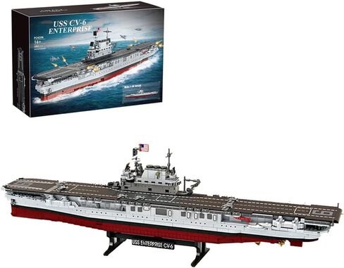 USS CV-6 Enterprise Battleship Building Toys، سلسلة عسكرية سفينة حربية MOC من الحرب العالمية الثانية، مجموعة مكعبات بناء سفينة هدية لمجموعة البالغين (1883 قطعة) in Kuwait