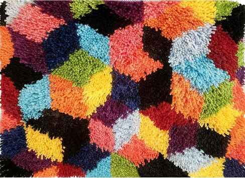 طقم سجادة KitsMaster Blooming Garden Latch Hook - حرفة DIY ذات مناظر طبيعية زهرية - قماش مطبوع مسبقًا، غزل مرمز بالألوان، حرفة سجادة للبالغين والمبتدئين، 23.6 بوصة × 15.8 بوصة (موسى أحادي اللون) in Saudi Arabia