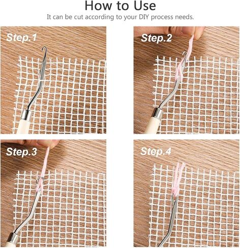Veemoon ربط شبكة البساط قماش DIY التطريز أداة حرفية لخطاف مزلاج السجاد السجاد الوسائد شبكة بيضاء المواد الحرفية لديكور المنزل اليدوية in Kuwait