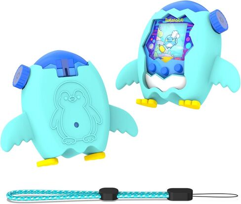 حافظة حماية OAJ for Tamagotchi Paradise مع حبل قصير - غطاء سيليكون على شكل بطريق كرتوني للحيوانات الأليفة الافتراضية التي تتصل بـ Tamagotchi (أرجواني) in Kuwait