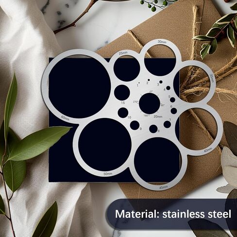 ORIGACH Stainless Steel Round Ruler Metal Drafting Stencils Circle and Corner Template Rulers for Leather Sewing DIY Craft Supplies in Saudi Arabia
