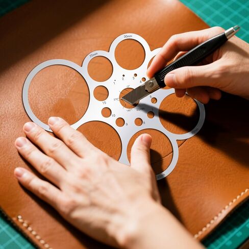 ORIGACH Stainless Steel Round Ruler Metal Drafting Stencils Circle and Corner Template Rulers for Leather Sewing DIY Craft Supplies in Saudi Arabia