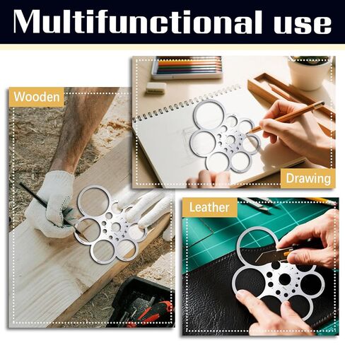 ORIGACH Stainless Steel Round Ruler Metal Drafting Stencils Circle and Corner Template Rulers for Leather Sewing DIY Craft Supplies in Saudi Arabia