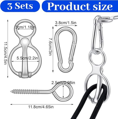 3 Sets Horse Tie Ring with Eye Bolt and Snaps Saddle, Heavy Duty Carbon Steel Horse-Tack Training Equipment - Safe Blocker Ring Horse Accessories and Supplies (Silver) in Saudi Arabia