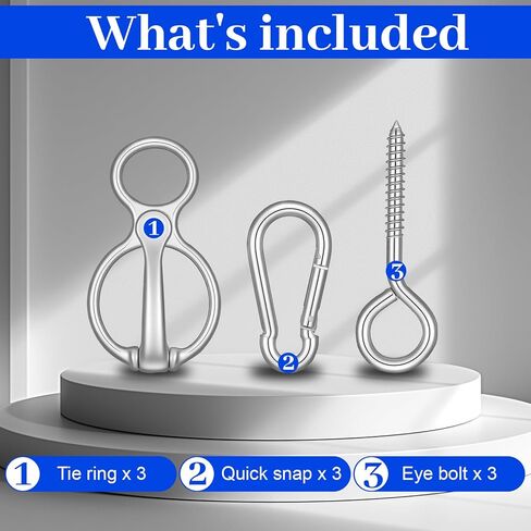 3 Sets Horse Tie Ring with Eye Bolt and Snaps Saddle, Heavy Duty Carbon Steel Horse-Tack Training Equipment - Safe Blocker Ring Horse Accessories and Supplies (Silver) in Saudi Arabia