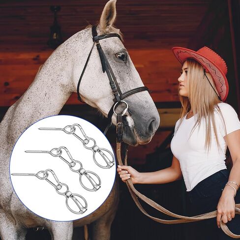 3 Sets Horse Tie Ring with Eye Bolt and Snaps Saddle, Heavy Duty Carbon Steel Horse-Tack Training Equipment - Safe Blocker Ring Horse Accessories and Supplies (Silver) in Saudi Arabia