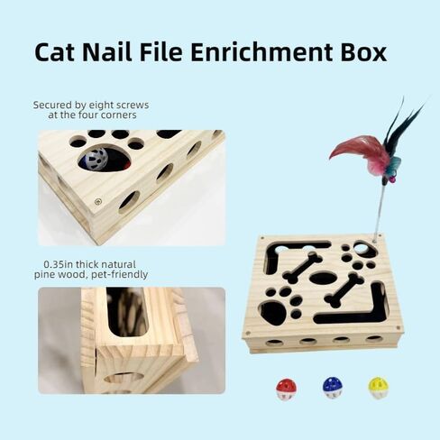 صندوق إثراء لغز الخدش للقطط، صندوق إثراء مبرد أظافر القطط، ورق الصنفرة، لعبة علاج القطط التفاعلية، خالية من الإجهاد، الخدوش التي تقليم الأظافر in Kuwait