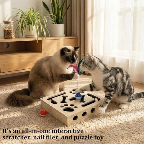 صندوق إثراء لغز الخدش للقطط، صندوق إثراء مبرد أظافر القطط، ورق الصنفرة، لعبة علاج القطط التفاعلية، خالية من الإجهاد، الخدوش التي تقليم الأظافر in Kuwait