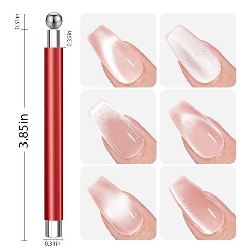 DANNEASY Cat Eye Magnet for Nails, 3 in 1 Cat Eye Nail Magnet Gel Magnetic Nail Polish Design Tool Multifunctional Manicure Tools for DIY Home & Salon - Red in Saudi Arabia