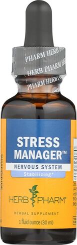 Herb Pharm Stress Manager: Adaptogenic Stress Support Tincture, Rhodiola Rosea, Holy Basil Extract, Reishi Mushroom Extract, Adrenal Function Support, Vegan, Non-GMO, 1 Oz - Packaging May Vary in Saudi Arabia