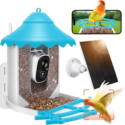 2K HD Smart Bird Feeder with Camera, Bird Feeder Camera Wireless Outdoor with Solar Powered, AI Identify Bird Species, Auto Capture Videos, Instant Notifications SD&Cloud in Saudi Arabia