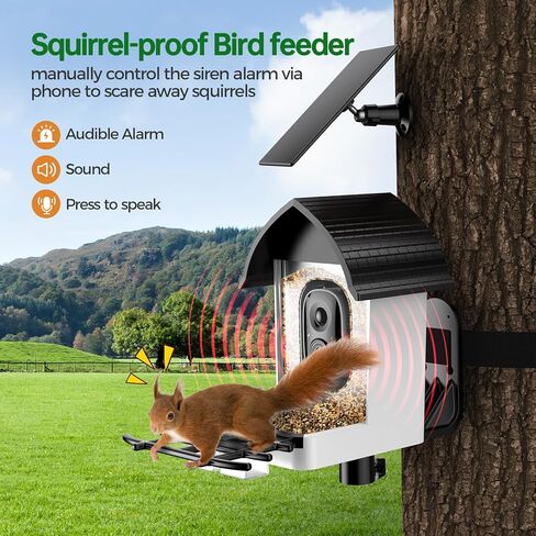 Smart Bird Feeder with Camera - 2K HD Live View, AI Identification & Instant Alerts, Weatherproof for Outdoors, 2.4GHz WiFi Solar Powered Smart Feeder for Bird Lovers in Saudi Arabia